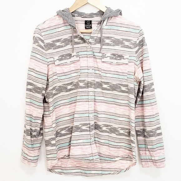 Empyre Tops - EMPYRE Button-Down Flannel Hoodie Shirt